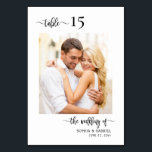 Elegantes Calligrafy Foto Hochzeit doppelseitig Tischnummer<br><div class="desc">Moderne elegante Kalligraphie Script Hochzeitsskripte Tischnummern Doppelseitig mit individuellem personalisierten Foto. Helfen Sie Ihren Gästen mit diesen schlichten,  doppelseitigen Tischnummer-Karten,  den Sie ganz einfach finden können. Einfach Zahlen,  Fotos,  Namen und Datum hinzufügen! Enthält eine hübsche Handschrift Kalligraphie "die Hochzeit von",  "Tisch"-Skript und eine benutzerdefinierte Fotovorlage.</div>