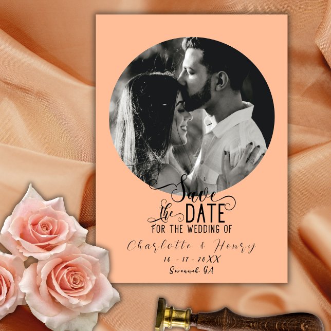 Elegantes Calligrafy Foto Hochzeit speichern das D Save The Date (Von Creator hochgeladen)