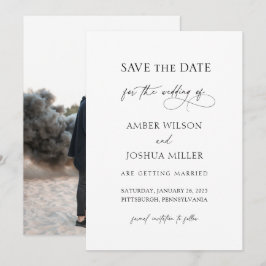 Elegantes Calligrafy Foto Hochzeit speichern Sie d Einladung