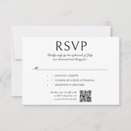 Elegantes Calligrafy Foto QR Code Wedding RSVP Karte