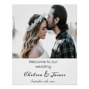 Elegantes Calligrafy Foto Wedding Willkommen Poster