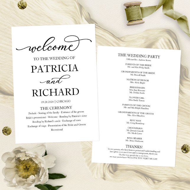 Elegantes Calligrafy-Hochzeitsprogramm Programm (Von Creator hochgeladen)