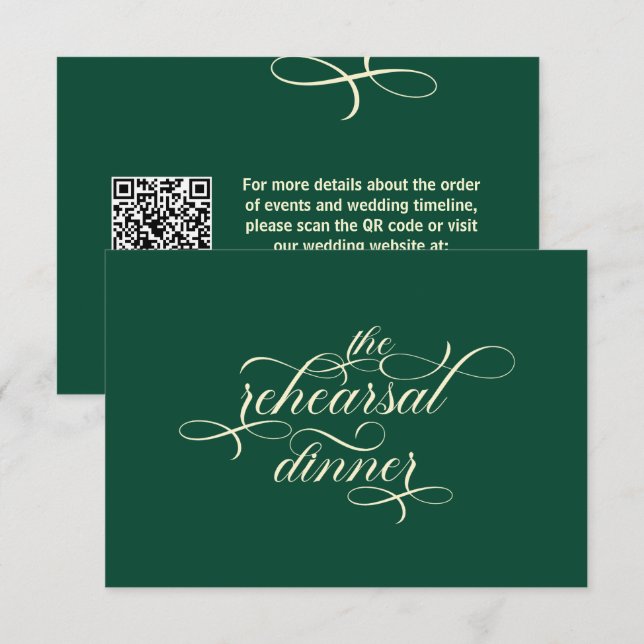 Elegantes Calligrafy Probe Dinner Aquamarin Hochze Begleitkarte (Vorne/Hinten)