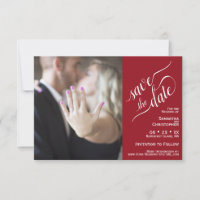 Elegantes Calligrafy Red 2 Pane Foto Wedding