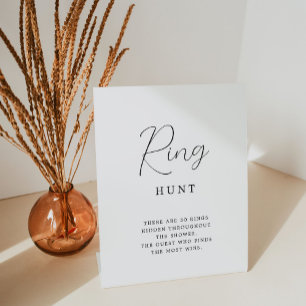 Elegantes Calligrafy Ring Hunt Brautparty Game Sockelschild