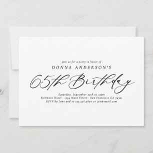 Elegantes Calligrafy Script 65. Geburtstagsparty Einladung