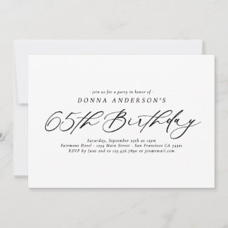 Elegantes Calligrafy Script 65. Geburtstagsparty Einladung