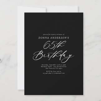 Elegantes Calligrafy Script 65. Geburtstagsparty Einladung