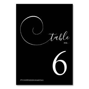 Elegantes Calligrafy Script Black Tischnummer