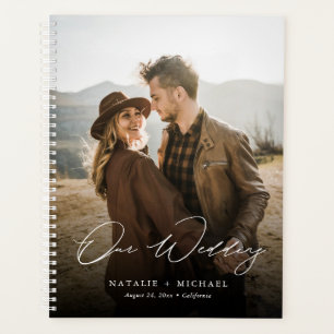 Elegantes Calligrafy Script Custom Foto Wedding Planer