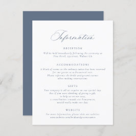 Elegantes Calligrafy Script Dusty Blue Wedding Inf Einladung