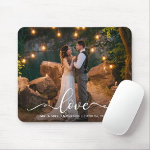 Elegantes Calligrafy Script-Liebe Hochzeitsszenari Mousepad