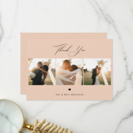 Elegantes Calligrafy Wedding Foto Danke Karte
