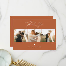 Elegantes Calligrafy Wedding Foto Danke Karte