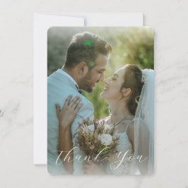 Elegantes Calligrafy Wedding Foto Danke Karte
