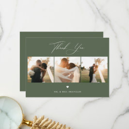 Elegantes Calligrafy Wedding Foto Danke Karte
