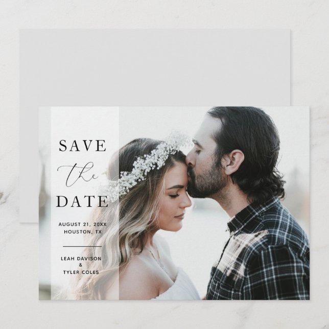 Elegantes Calligrafy Wedding Foto Save the Date (Vorne/Hinten)