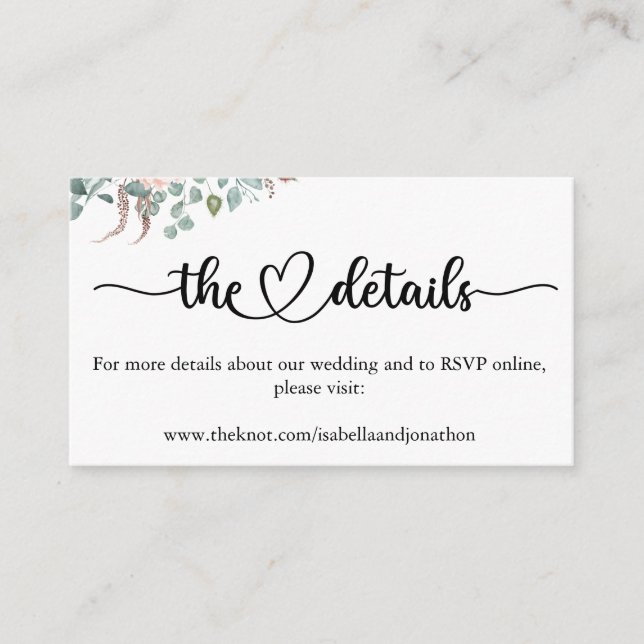 Elegantes Calligrafy Wedding Website Enclosure Car Begleitkarte (Vorderseite)