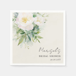 Elegantes Calligrafy White Floral Brautparty Serviette