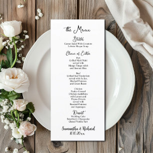 Elegantes Calligraphy 4x9" Menü für Hochzeitstisch Menükarte