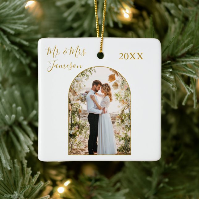 Elegantes Calligraphy Arch Foto Frame Gold neu ver Keramikornament (Baum)