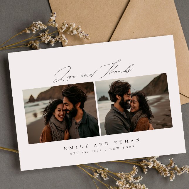 Elegantes Calligraphy Beach Foto QR Code Wedding Einladung (Von Creator hochgeladen)