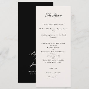 Elegantes Calligraphy Black Wedding Dinner Menükarte