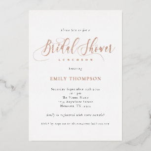 Elegantes Calligraphy Brautparty Real Foil Invita Folieneinladung
