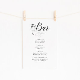 Elegantes Calligraphy Classic Wedding Bar Menu Poster