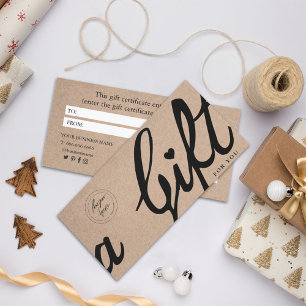 Elegantes Calligraphy Custom Kraft Gift Certificat