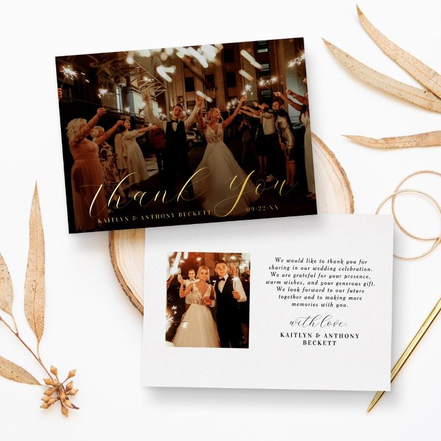 Elegantes Calligraphy Custom Wedding Foto Vielen D Folieneinladung (Von Creator hochgeladen)