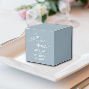 Elegantes Calligraphy Dusty Blue Probe Dinner Geschenkschachtel