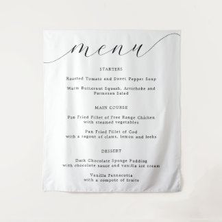 Elegantes Calligraphy Fabric Wedding Menu Wandteppich