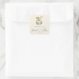 Elegantes Calligraphy Fall Pumpkin-Brautparty Quadratischer Aufkleber
