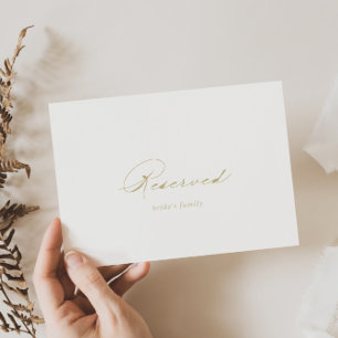 Elegantes Calligraphy Gold Wedding Reserved Sign