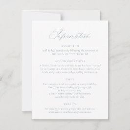 Elegantes Calligraphy Script Blue Wedding Details Einladung