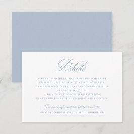 Elegantes Calligraphy Script Blue Wedding Details Einladung