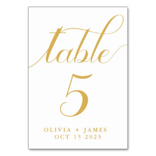 Elegantes Calligraphy Script Foto Gold Wedding Tischnummer
