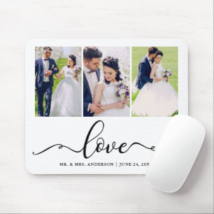 Elegantes Calligraphy Script Liebe 3 Wedding Foto Mousepad