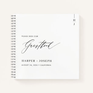 Elegantes Calligraphy Script Wedding Guest Book Notizbuch
