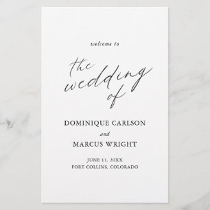 Elegantes Calligraphy Simple Wedding Program