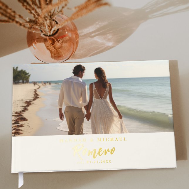 Elegantes Calligraphy Wedding Foto Gästebuch (Von Creator hochgeladen)