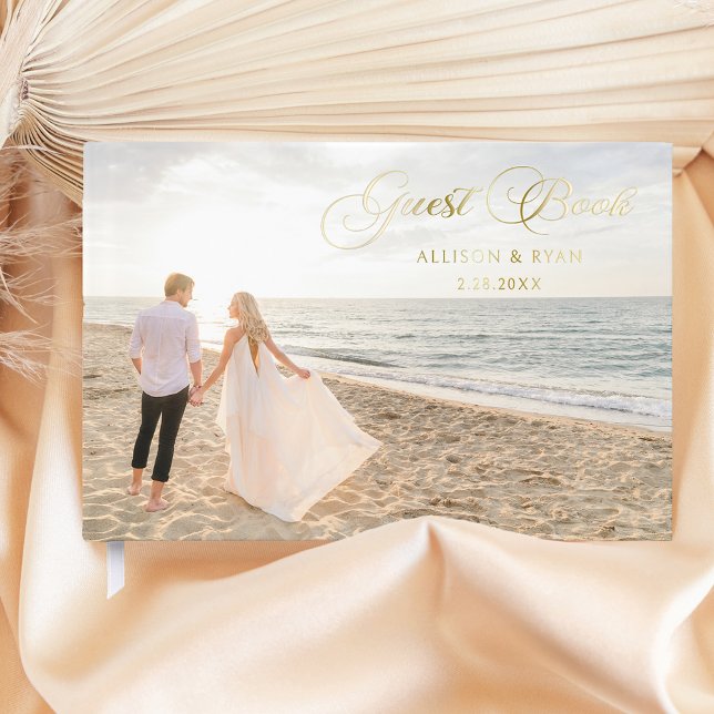 Elegantes Calligraphy Wedding Foto Gästebuch (Von Creator hochgeladen)