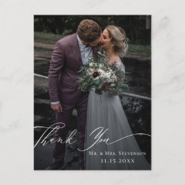 Elegantes Calligraphy Wedding Foto Vielen Dank Postkarte