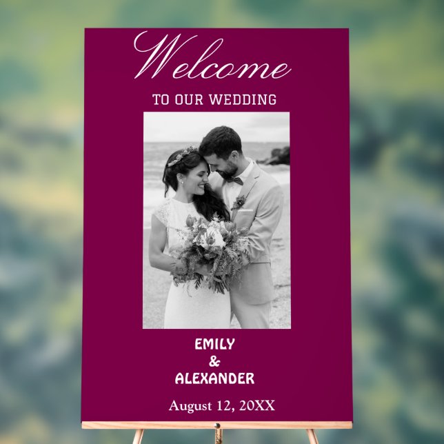 Elegantes Calligraphy Wedding Foto Willkommen Acrylschild (Neutral)