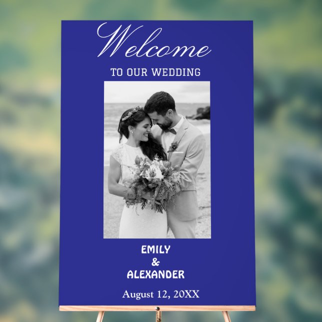 Elegantes Calligraphy Wedding Foto Willkommen Acrylschild (Neutral)