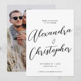 Elegantes Calligraphy Wedding Verlobung Foto Save The Date