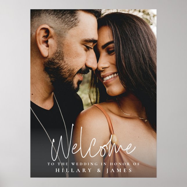 Elegantes Calligraphy Wedding Welcome Sign Poster (Vorne)