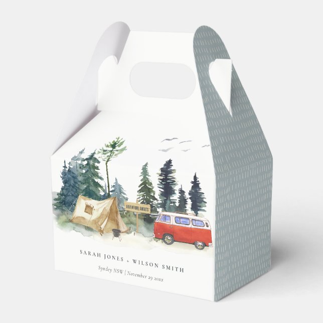 Elegantes Camping Hochzeit im Pinienwald Geschenkschachtel (Vorderseite)