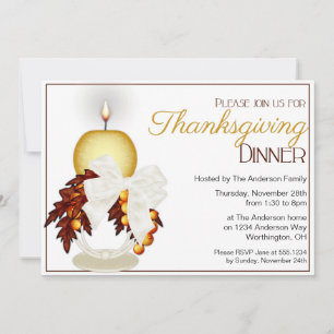 Elegantes Candle Erntedank Dinner Party Einladung 